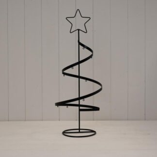 Black Metal Spiral Tree Ornament with Star Topper