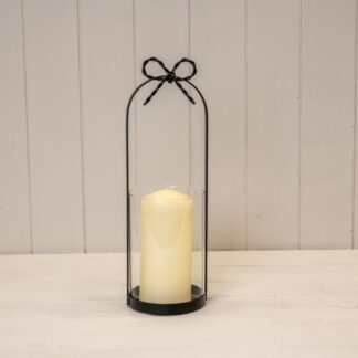 Medium Black Metal Candle Holder with Bow