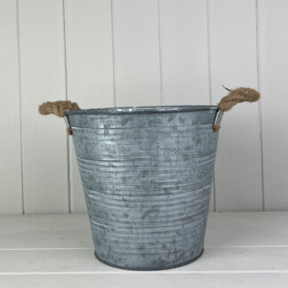 Ribbed Zinc bucket with Hessian Ears