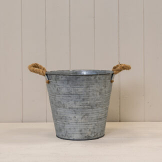 Zinc Bucket with Drainage Holes and Hessian Ears