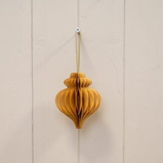 Set of 3 Caramel Teardrop Paper Baubles