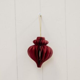 Set of 3 Claret Red Teardrop Paper Baubles