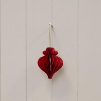 Set of 3 Deep Red Teardrop Paper Baubles