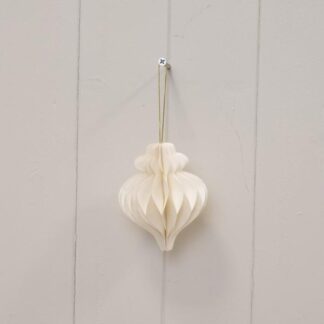 Set of 3 Off White Paper Teardrop Paper Baubles