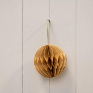 Set of 3 Caramel Round Paper Baubles