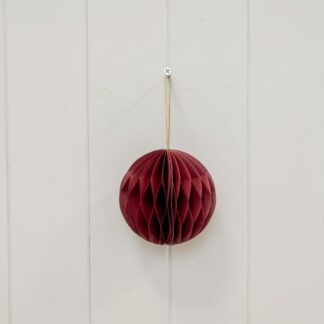 Set of 3 Claret Red Round Paper Baubles
