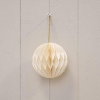 Set of 3 Off White Round Paper Baubles