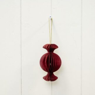 Set of 3Claret Red Candy Paper Baubles