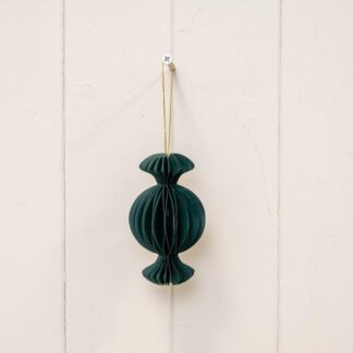 Set of 3 Dark Green Candy Paper Baubles