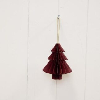 Set of 3 Claret Red Tree Paper Baubles