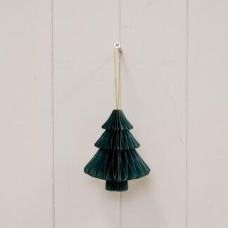 Set of 3 Dark Green Tree Paper Baubles