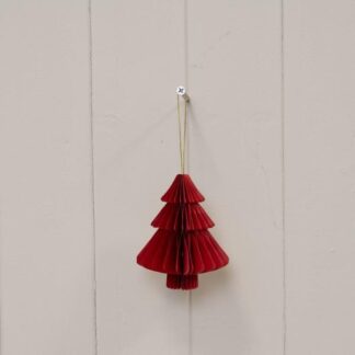 Set of 3 Deep Red Tree Paper Baubles