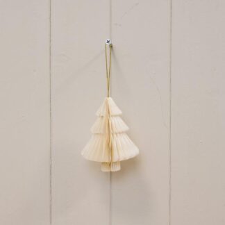 Set of 3 Off White Tree Paper Baubles