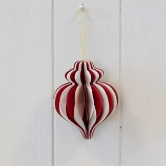Red and White Candy Stripe Paper Baubles