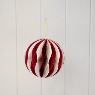 Red and White Candle Stripe Paper Baubles