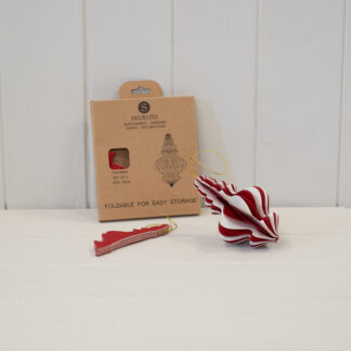 Red and White Candy Stripe Paper Baubles