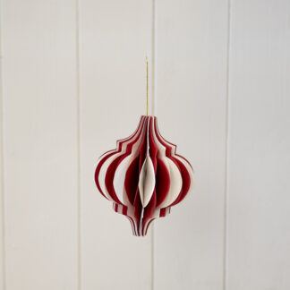 Red and White Candy Stripe Paper Baubles