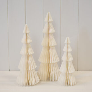Set of 3 White Standing Paper Trees