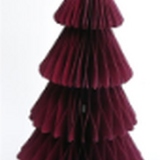 Set of 3 Claret Red Paper Christmas Trees 25cm