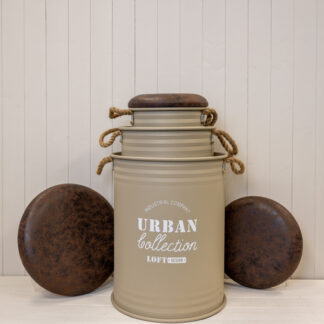 Set of Three Light Brown Urban Round Storage Containers