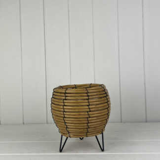 Bulbous Rattan Pot with Legs