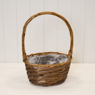 Oval Brown Willow Basket with Overhandle
