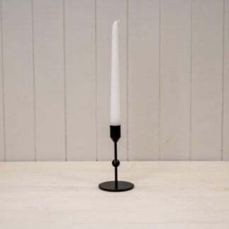 Small Black Single Candle Holder with Ball Detail
