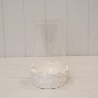 Round Bow Candle Holder with Glass Insert.