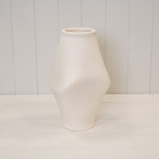 Modern Beige Sculptural Ribbed Vase