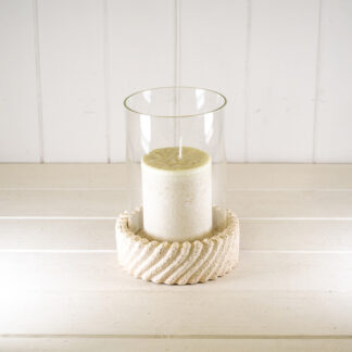 Tall Sandy Textured Hurrican Glass Candle Holder.