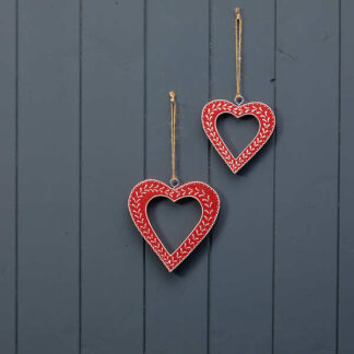 Hanging Red Heart with White Kerry Work