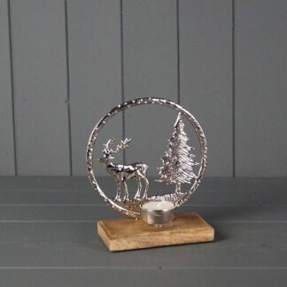 Metal Reindeer Scene Tealight