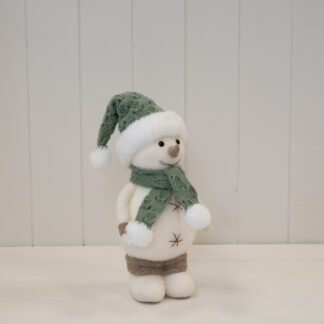 Felt Sage and White Standing Snowman