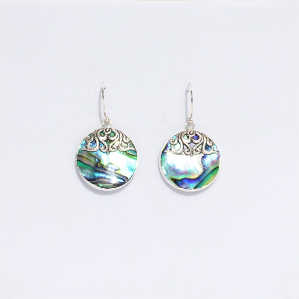 Shell & Silver Earrings - Classic Disc - Abalone