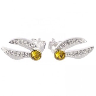 Harry Potter Sterling Silver Golden Snitch Crystal Stud Earrings