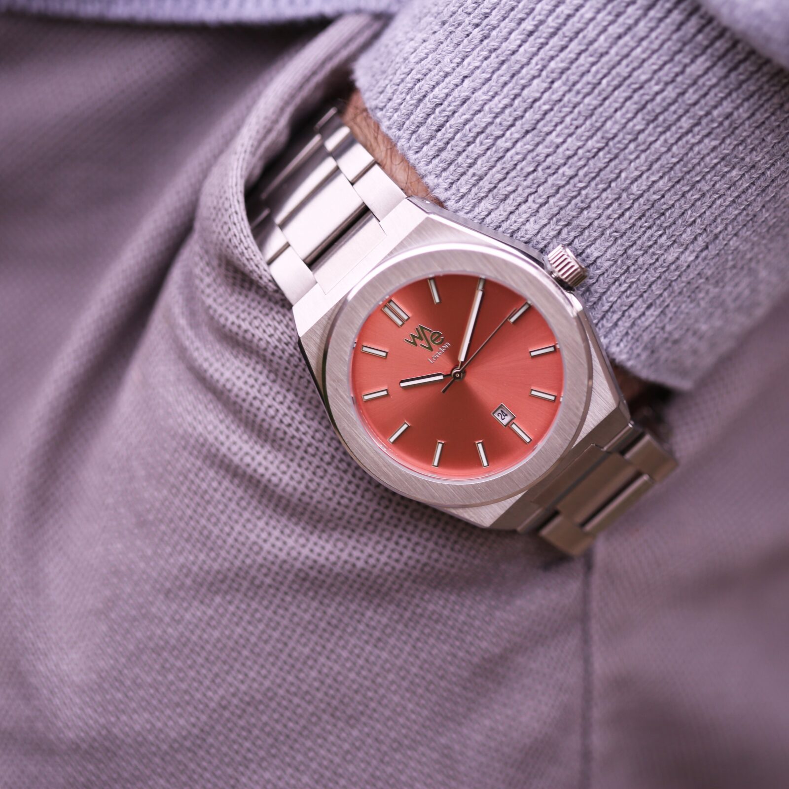 Wave by Architect Watch in Peach Breeze - Modern Font Engraving