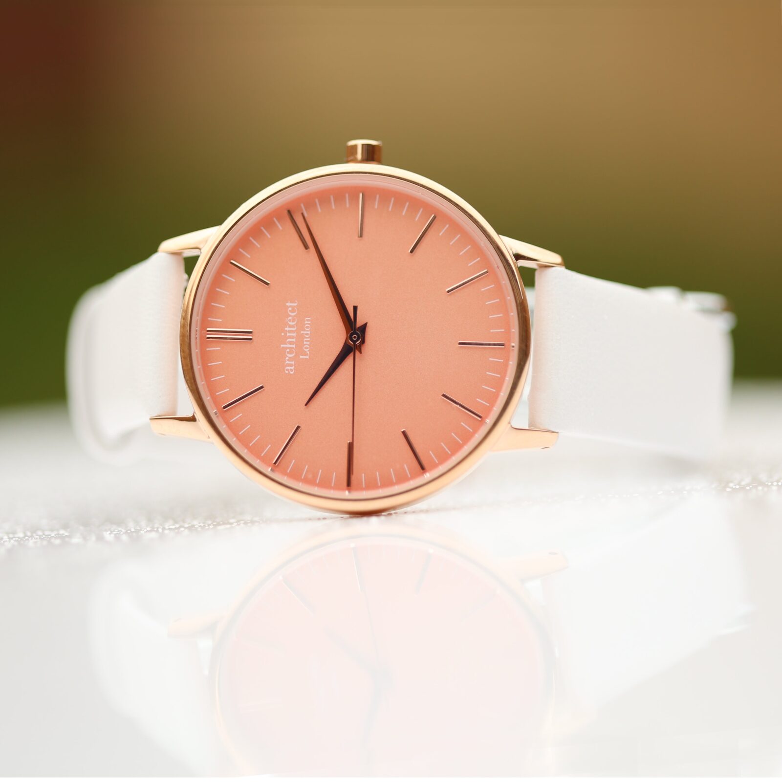 Ladies Architēct Coral - Handwriting Engraving + White Strap