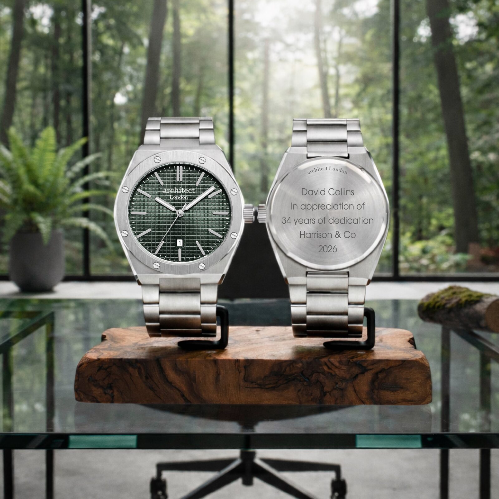 Personalised Men’s Watch – Architect London - Borough Collection - Kensington (Green Dial)