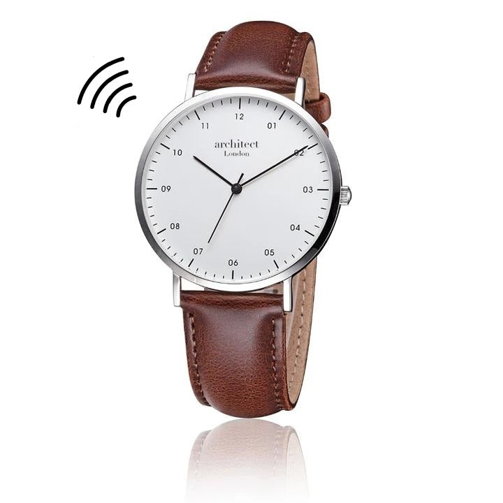 Contactless Payment Watch - Men's Architect Zephyr + Walnut Strap + Modern Font Engraving