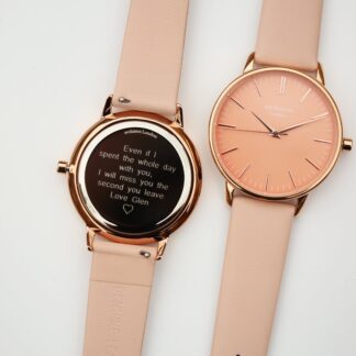 Ladies Architēct Coral - Modern Font Engraving + Light Pink Strap
