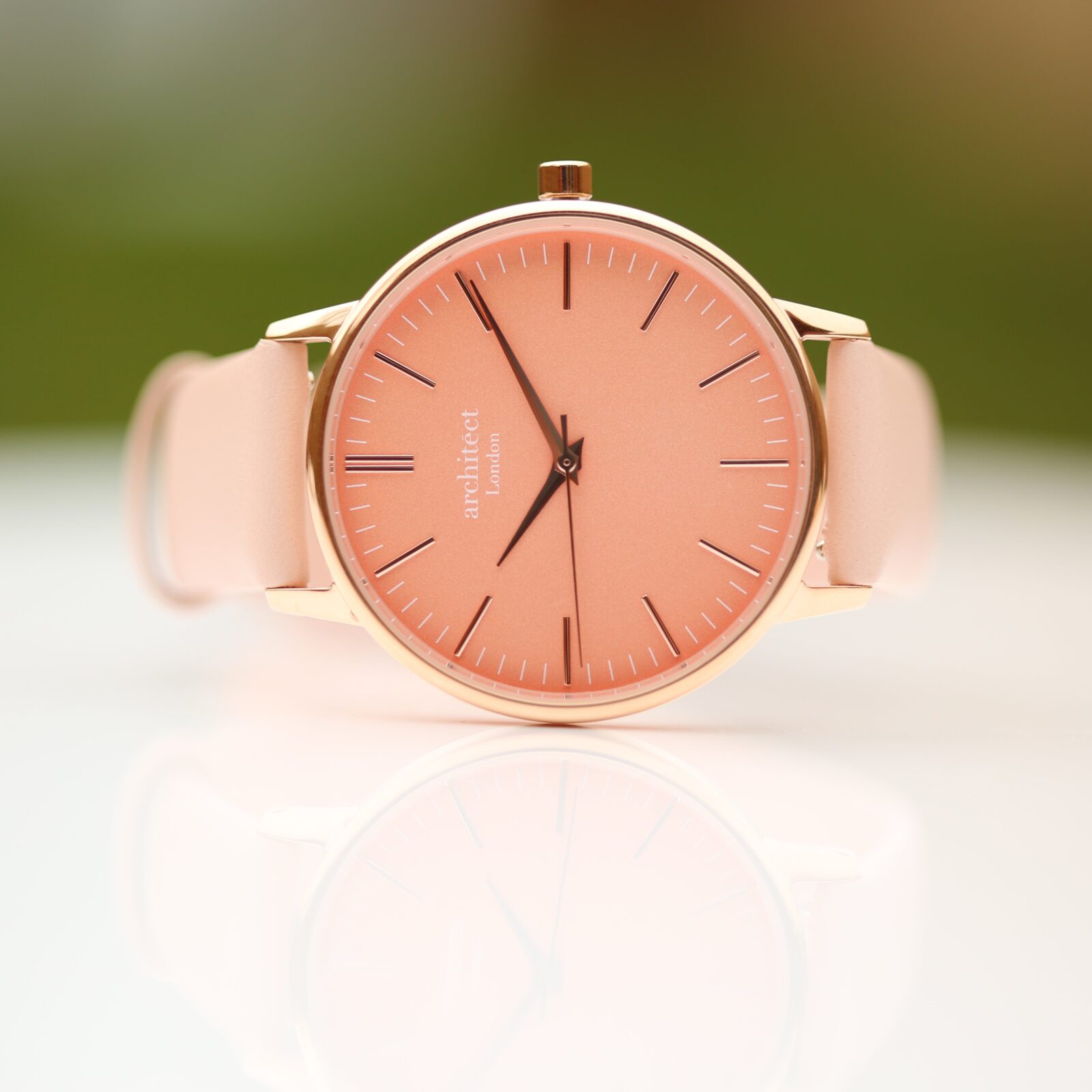 Ladies Architēct Coral - Modern Font Engraving + Light Pink Strap