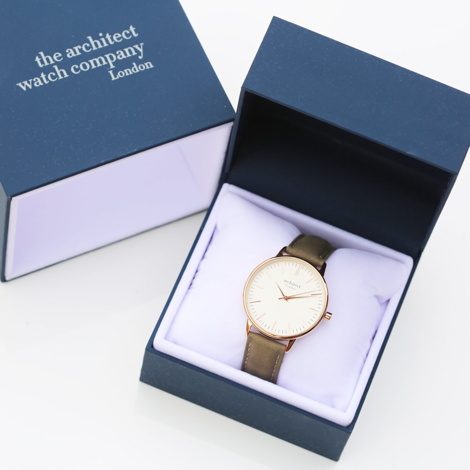 Ladies Architēct Blanc - Handwriting Engraving + Light Grey Strap