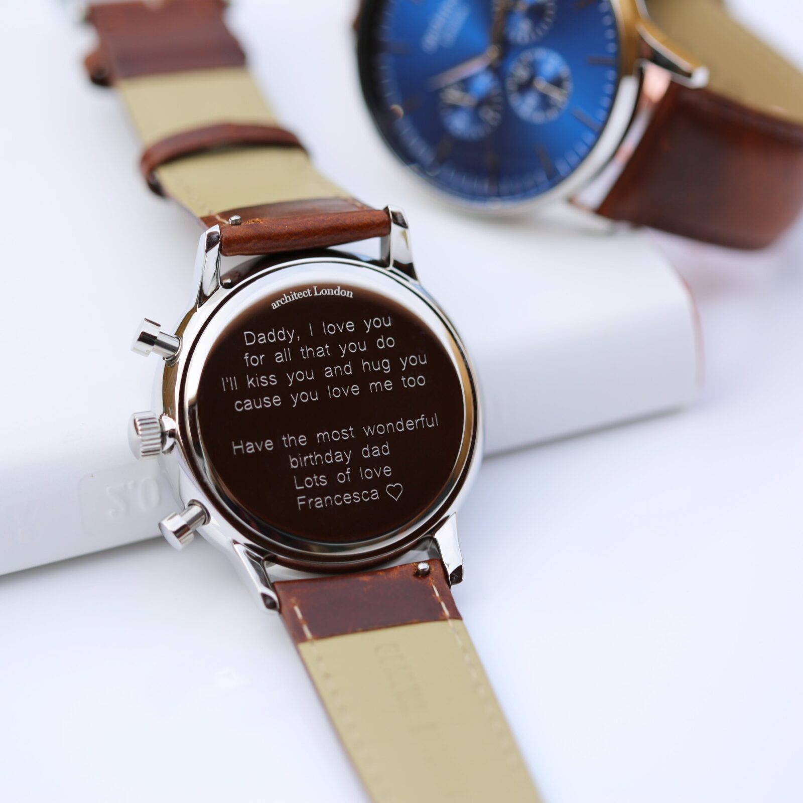 Modern Font Engraving - Men's Architect Motivator With Walnut Strap