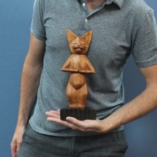 Handcarved Yoga Cats - Standing
