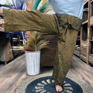 Yoga and Festival Pants - Thai Fisherman Mandala Mantra on Orange